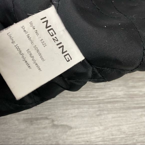 Ing2Ing Wool Blend Black & White Strip Long Coat - Picture 10 of 12